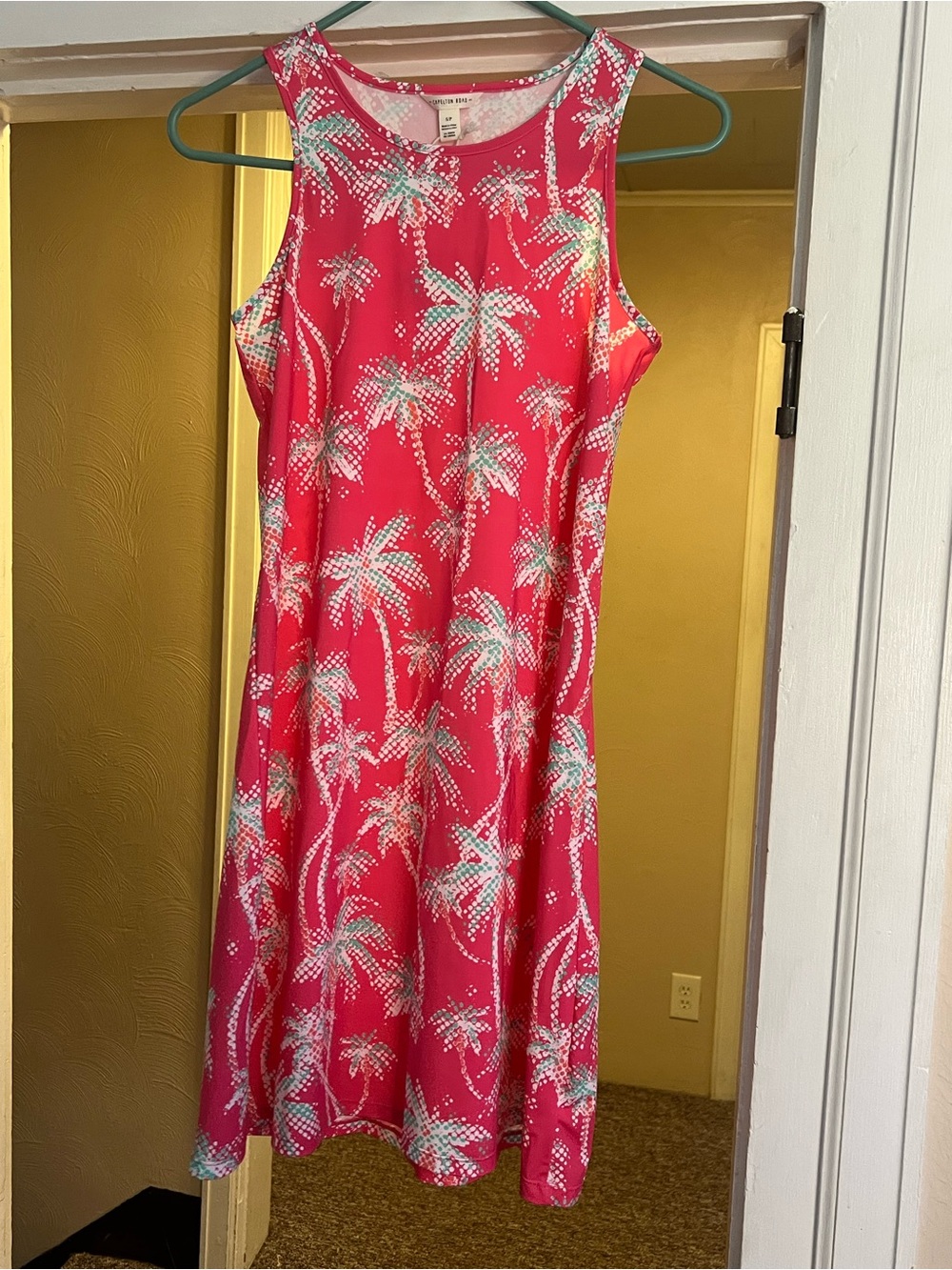 Capelton Road Women’s Pink Palm Tree Beach Outdoor Vacation Sun Dress Size S New